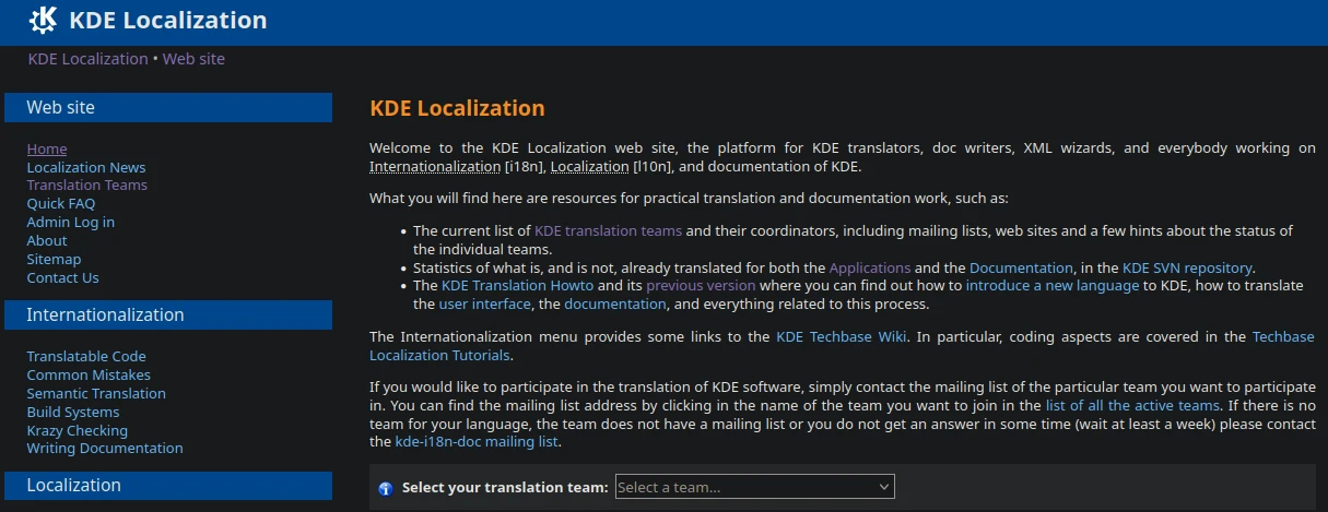 KDE Localization Site