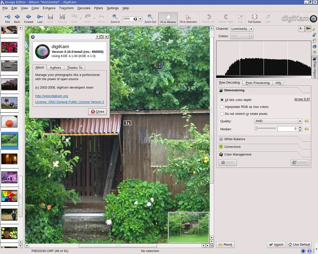 Raw Import tool for KDE4