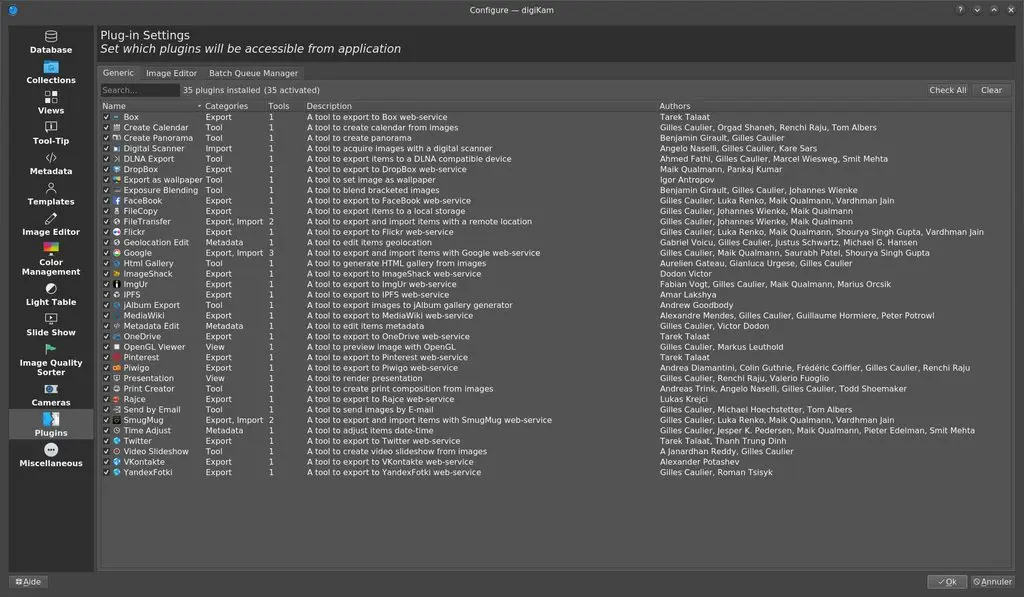 digiKam 6.1.0 Generic plugins
