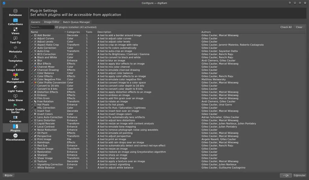 digiKam 6.1.0 Image Editor plugins
