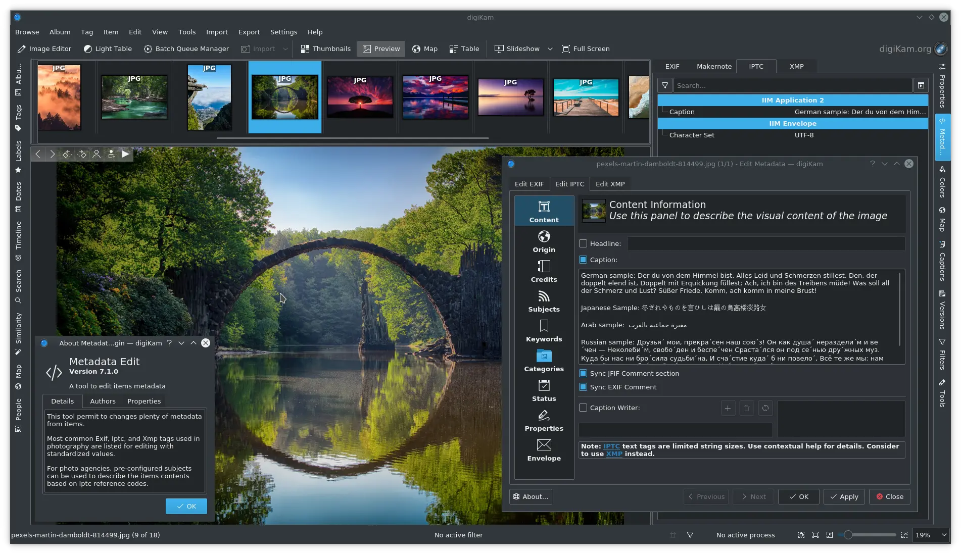 Entering UTF-8 Caption in IPTC With Metadata Editor