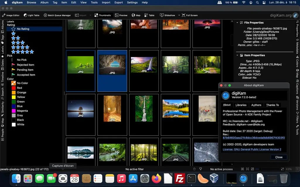 digikam 7.2.0-beta2 running unde Apple MacOS BigSur