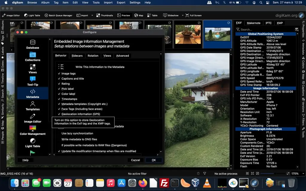 digikam 7.2.0 Setup Metadata dialog Page