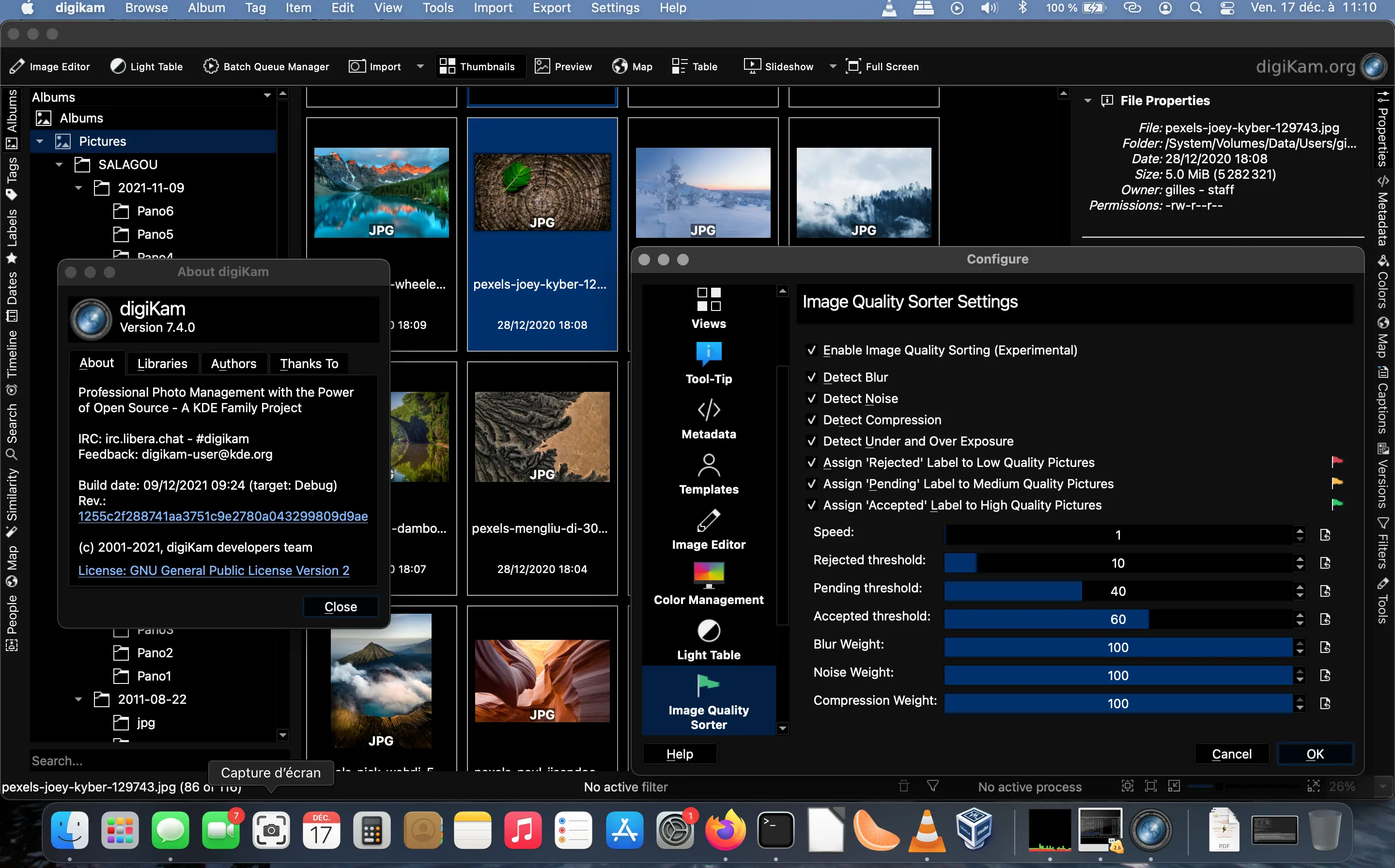 digiKam 7.4.0 IQS Setup Dialog Page