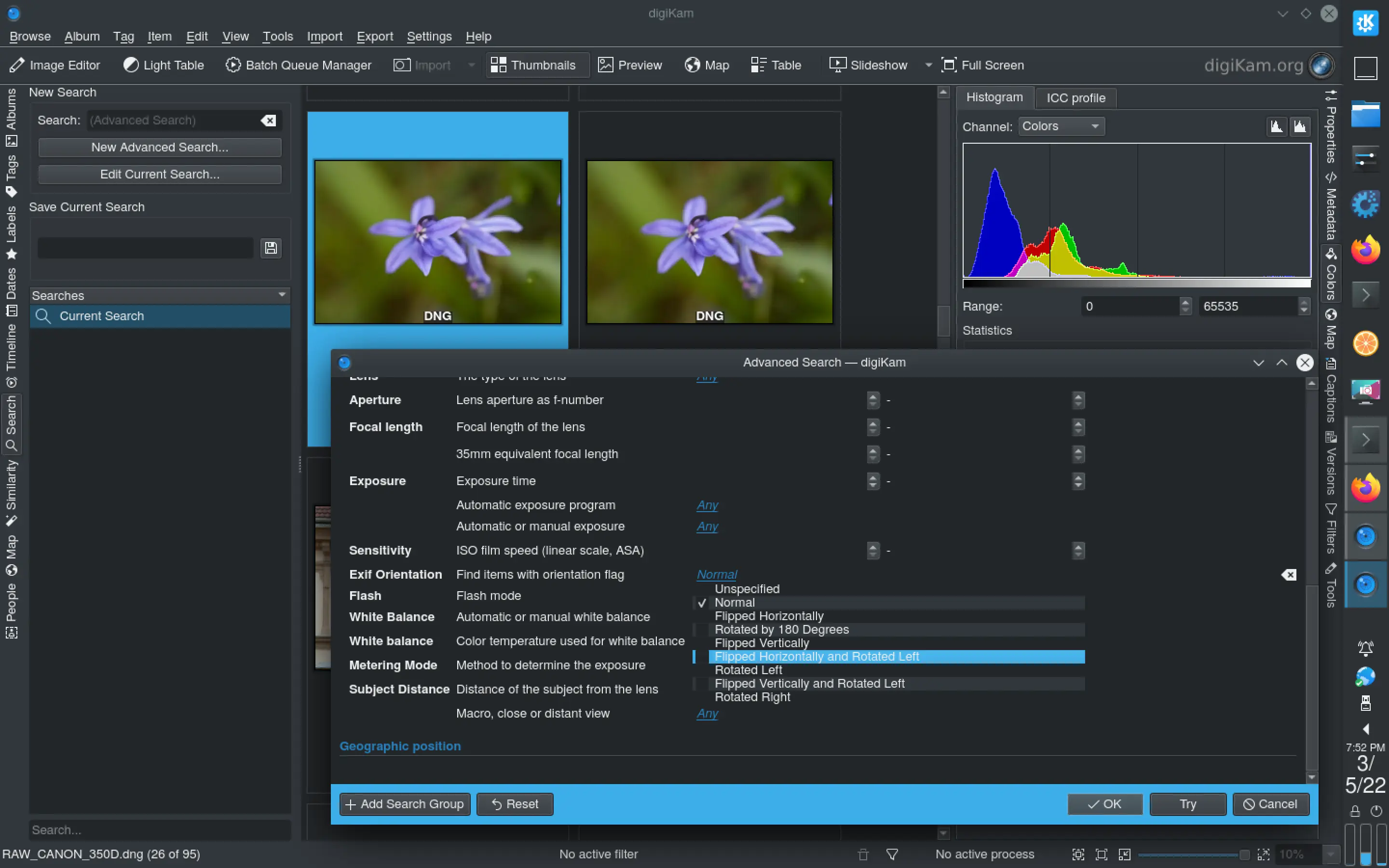 digiKam 7.6.0 Running Under Linux Plasma Desktop with Advanced Search Engine