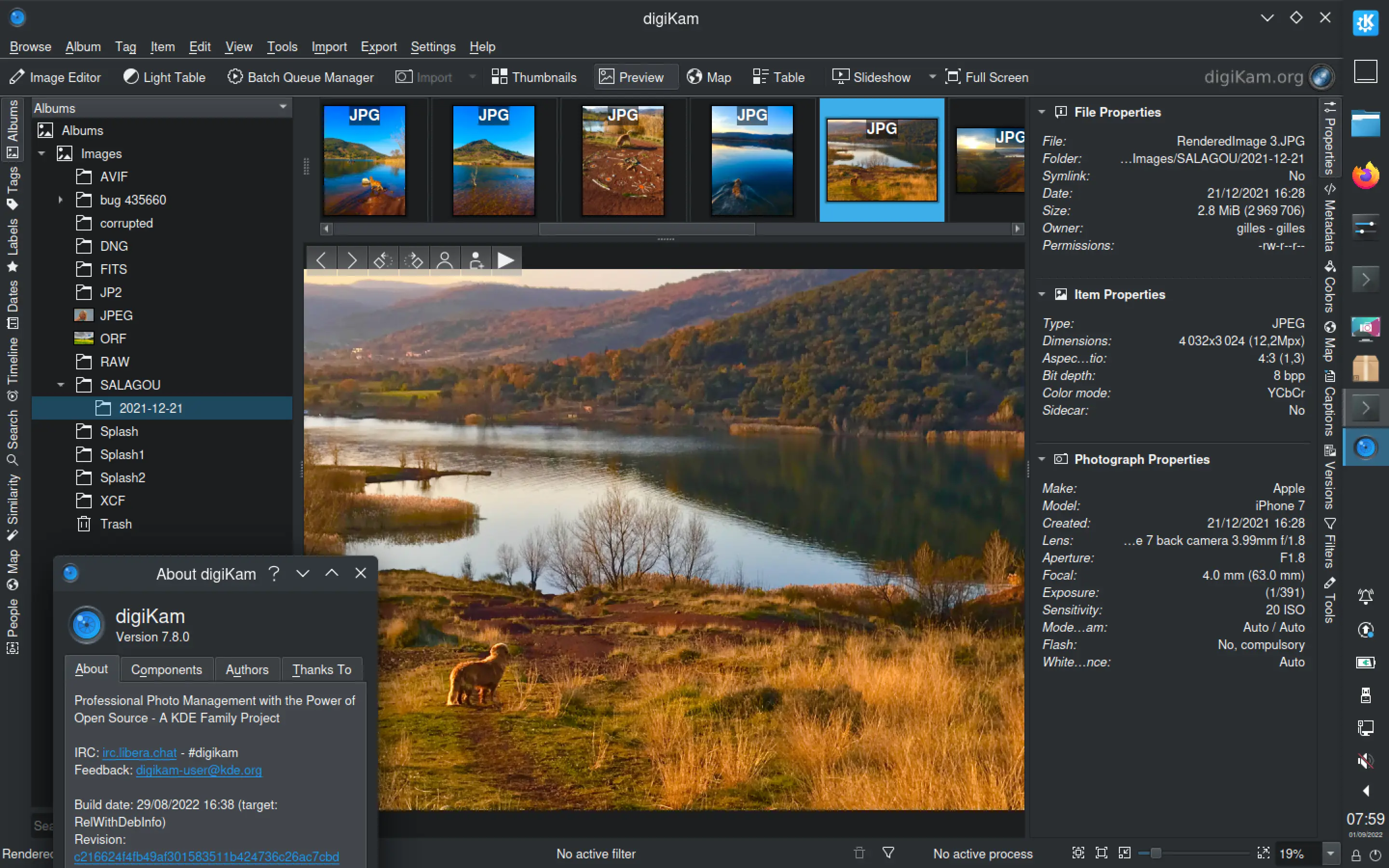 digiKam 7.8.0 Showing JPEG Image Under Liux