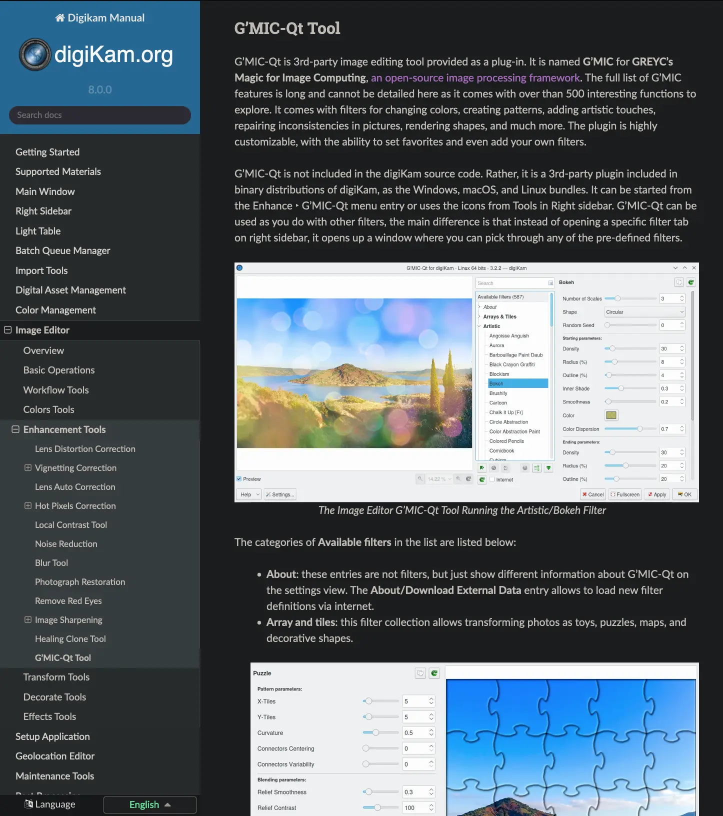 The G’MIC-Qt tool section of the documentation