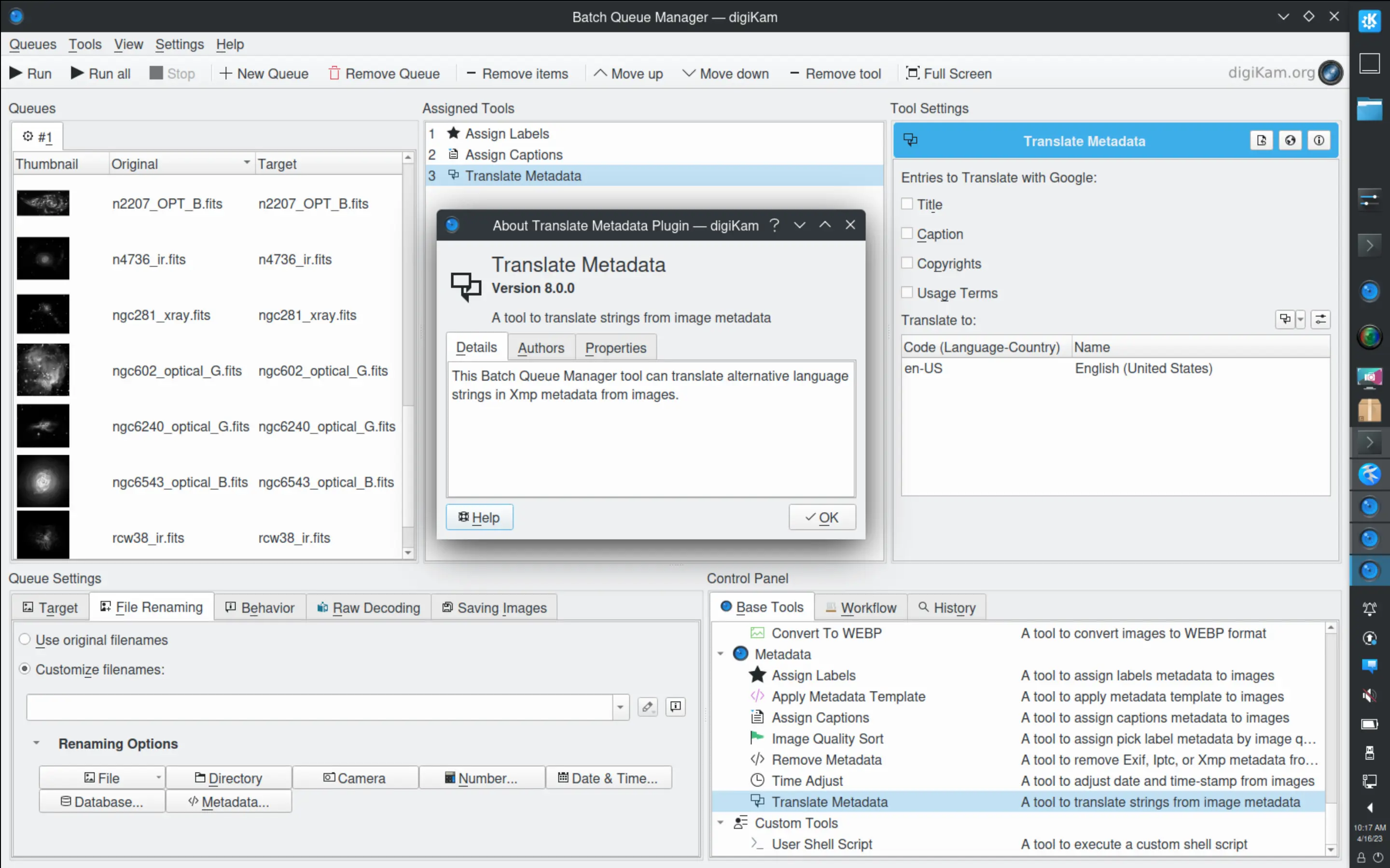 The new Batch Queue Manager tool to Translate Metadata