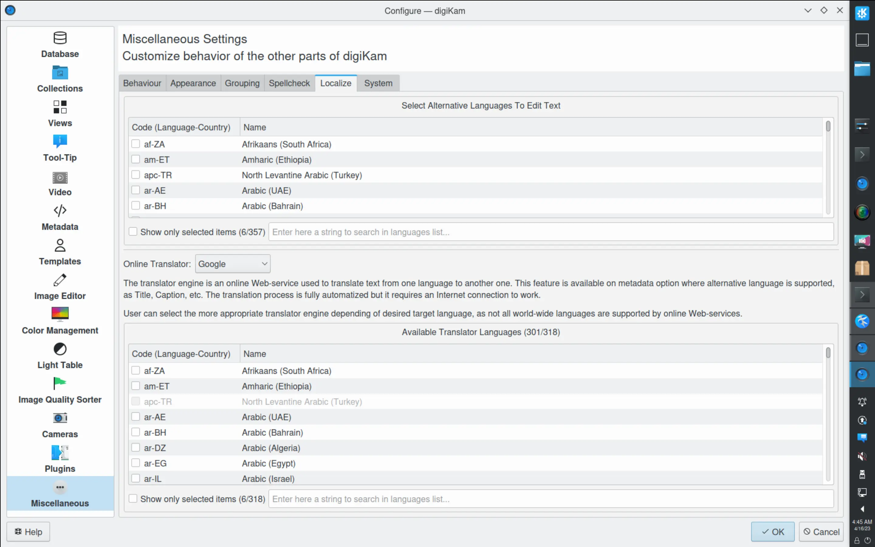 The new Localize configuration page