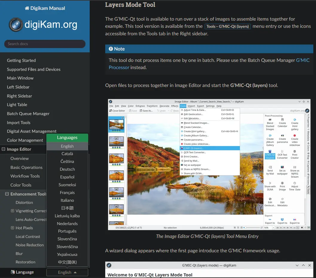 The digiKam online documentation with internationalization support