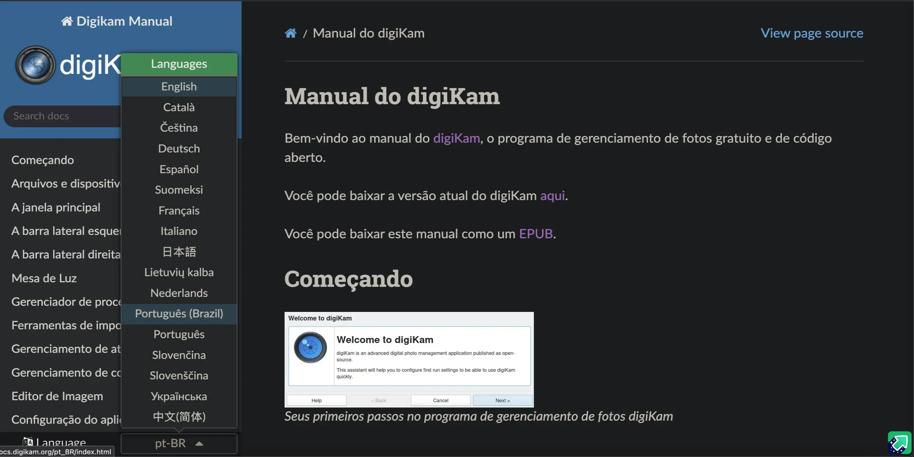 Brazilian online documentation translation available in digiKam 8.8.0