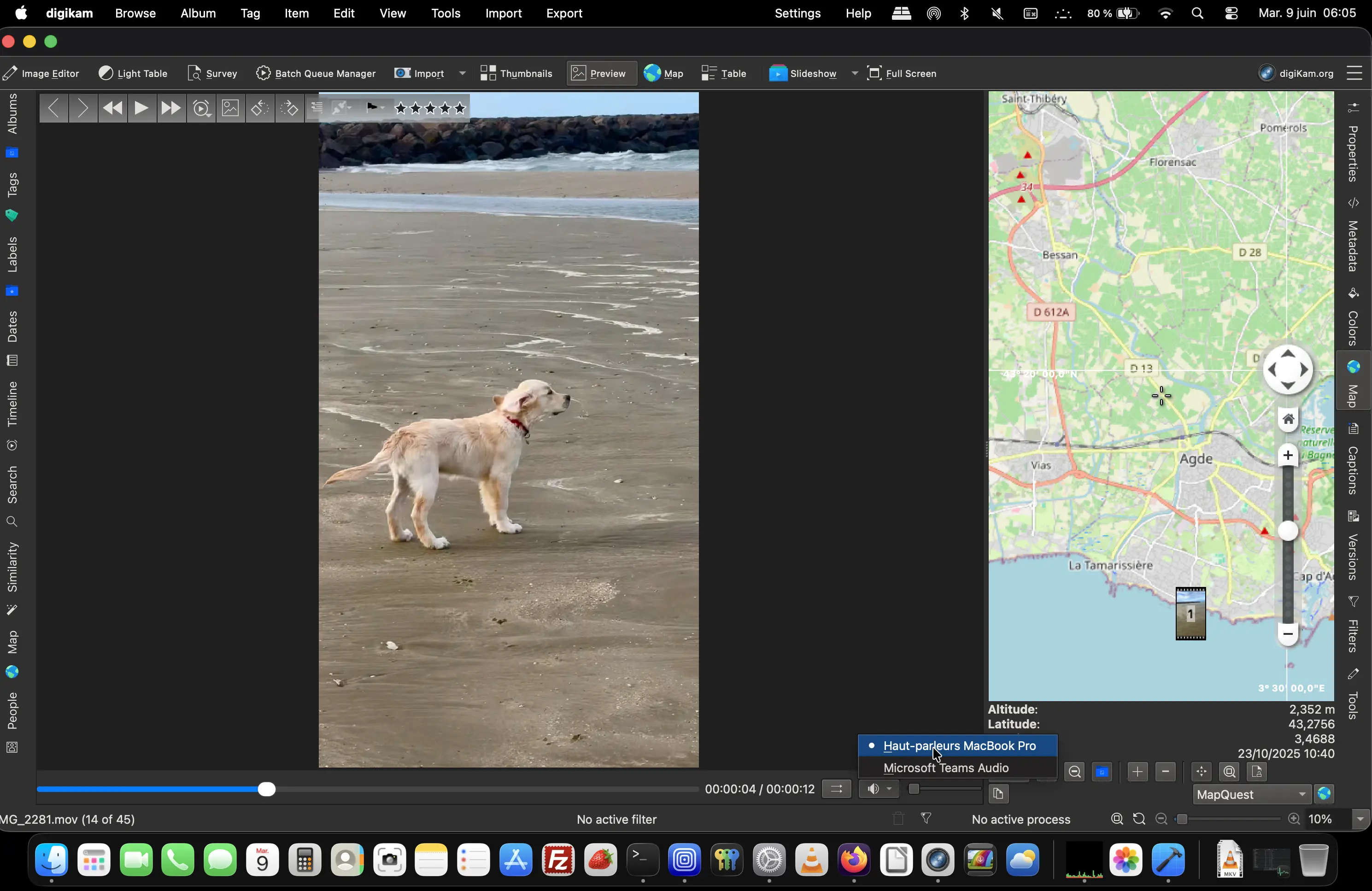 digiKam 9.1.0 Video Preview Audio Selection